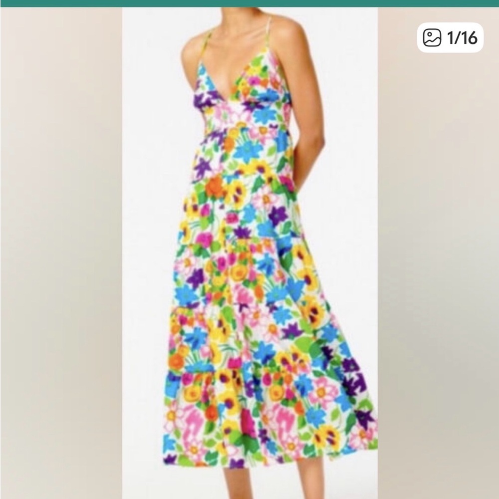 NWT J. Crew vibrant garden cotton poplin sundress dress midi xs x-small new